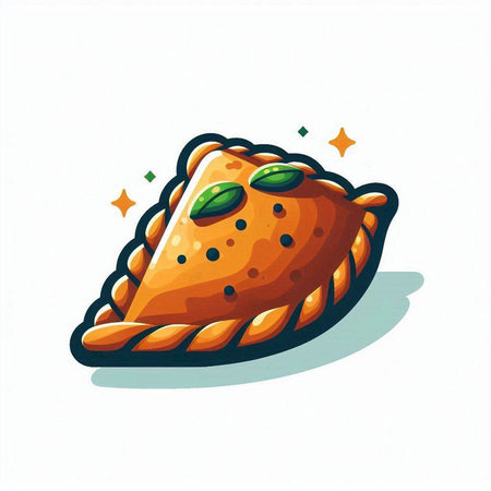Illustration of a cartoon pie with pistachios on a white backgroundのイラスト素材