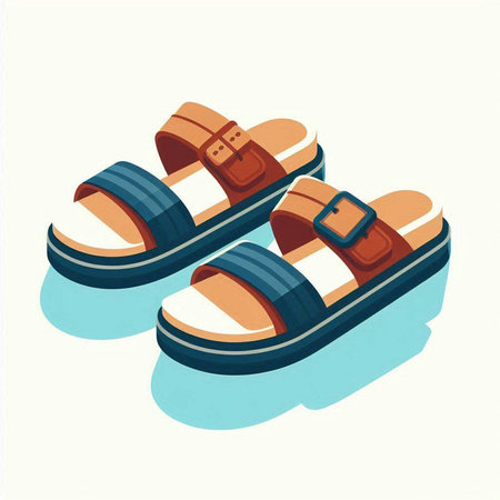 Isometric sandals isolated on a white background. Vector illustration.のイラスト素材