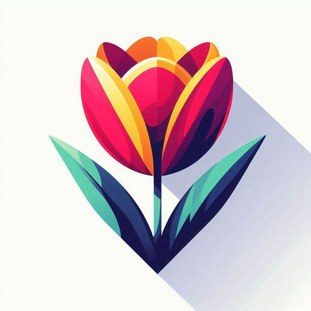 Tulip flower icon. Vector illustration of a colorful tulip.のイラスト素材