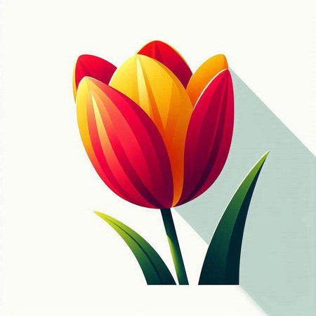 Tulip flower vector illustration with shadow on white background. EPS10のイラスト素材