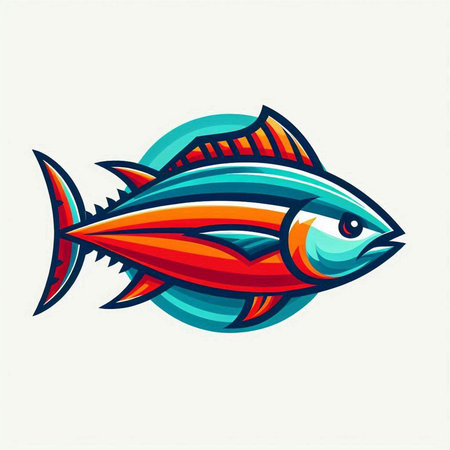 Illustration of a fish mascot isolated on a white background - vectorのイラスト素材