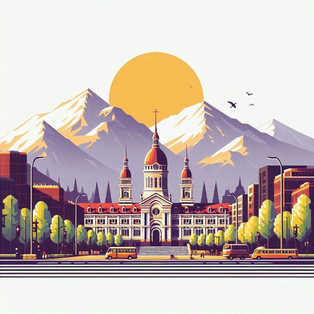 Vector illustration of the city of Ljubljana, Sloveniaのイラスト素材