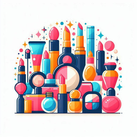 Cosmetics, make-up and beauty products. Vector illustration.のイラスト素材