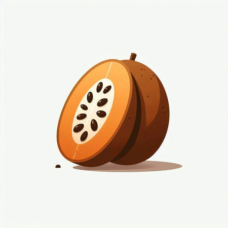 Illustration of a whole kiwi fruit on a white backgroundのイラスト素材