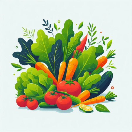 Vegetables. Vector illustration of a fresh and healthy vegetarian food.のイラスト素材