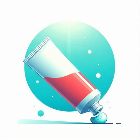 Vector illustration of a tube of cosmetic cream on a blue background.のイラスト素材