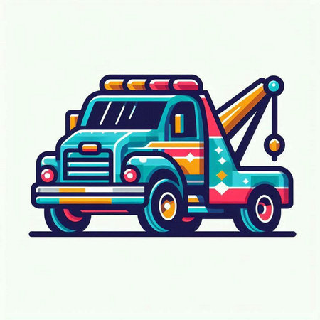 Truck with flag of United States of America. Vector illustration.のイラスト素材