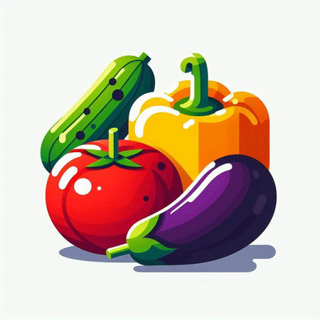 Vegetables vector illustration. Colorful set of fresh vegetables.のイラスト素材