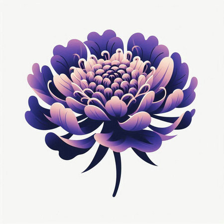 Purple chrysanthemum flower on a white background.のイラスト素材