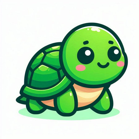 cute cartoon turtle on white background, vector illustration, eps10のイラスト素材