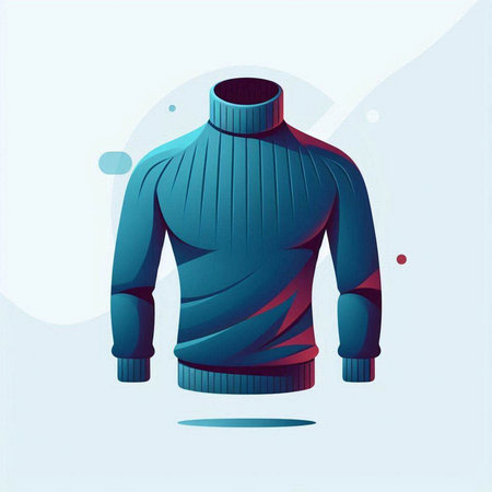 Vector illustration of a man's sweater in blue and red colors.のイラスト素材