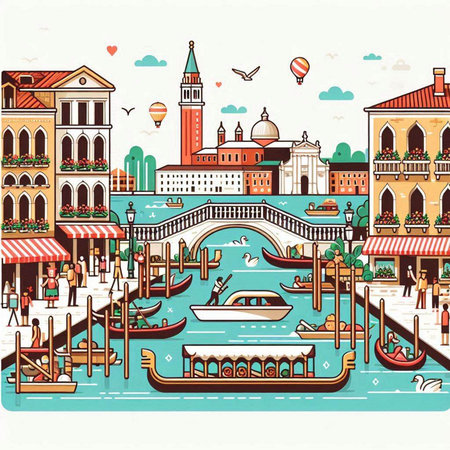 Venice, Italy. Vector illustration. Can be used as a backgroundのイラスト素材