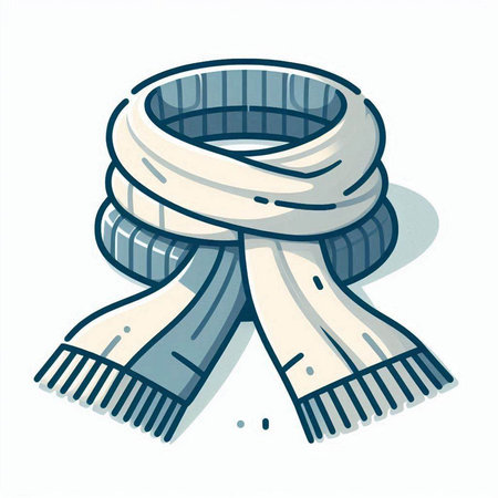 Woolen scarf on a white background. Vector illustration of a scarf.のイラスト素材