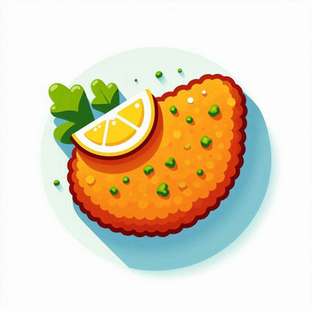 Illustration of a slice of lemon on a plate. Vector illustration.のイラスト素材