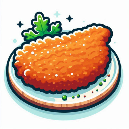 Illustration of a chicken nuggets on a plate isolated on a white backgroundのイラスト素材