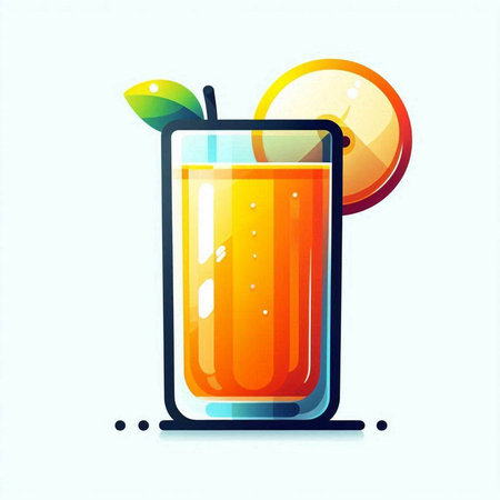 Cocktail glass with orange juice and slice of orange. Vector illustration.のイラスト素材