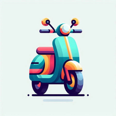 Colorful scooter icon. Vector illustration in modern flat style.のイラスト素材