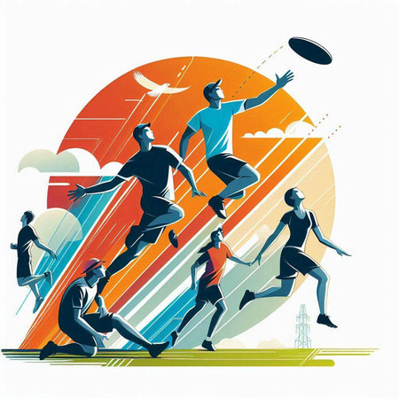 Running people silhouettes. Sport and healthy lifestyle abstract vector illustration.のイラスト素材