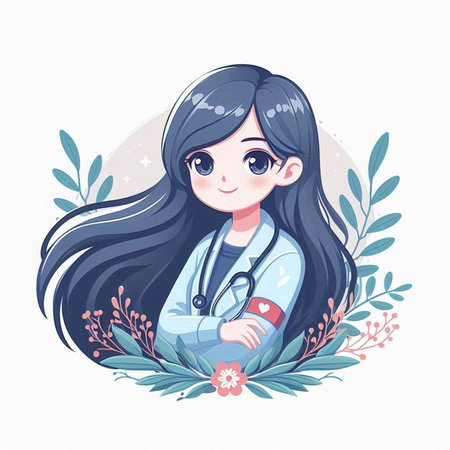 Beautiful young woman doctor with stethoscope. Vector illustration.のイラスト素材