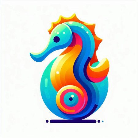 Colorful sea horse on white background. Vector illustration for your designのイラスト素材