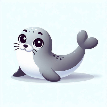 Cute baby seal on a white background. Vector cartoon illustration.のイラスト素材