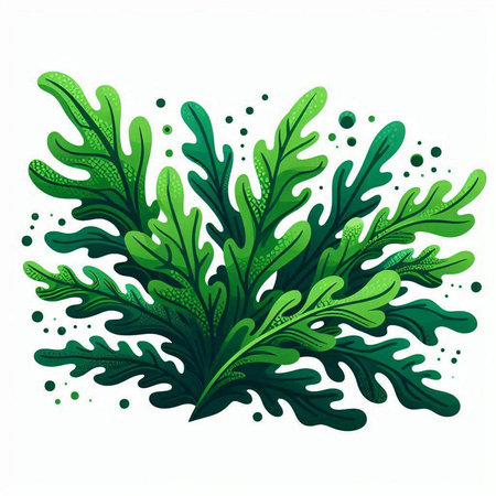 Green seaweed vector illustration isolated on white background. Vector illustration of seaweed.のイラスト素材