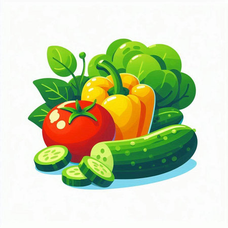 Vegetables isolated on white background. Vector illustration in cartoon style.のイラスト素材