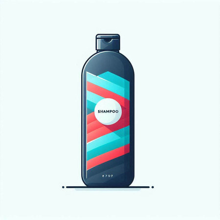 Illustration of a bottle of shampoo in a flat design style.のイラスト素材