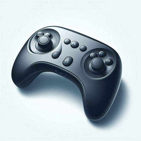 Realistic black video game controller on white background. Vector illustration.のイラスト素材