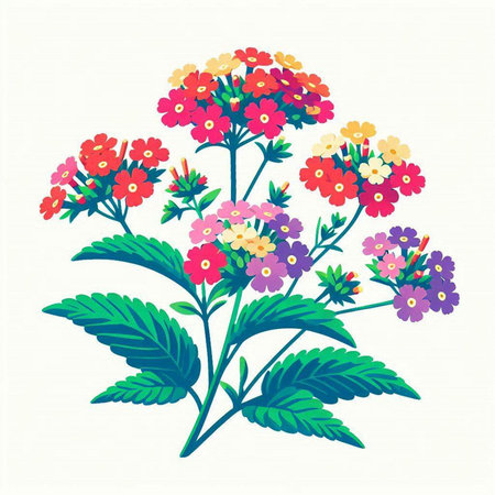 Verbena flowers. Isolated on white background. Vector illustration.のイラスト素材