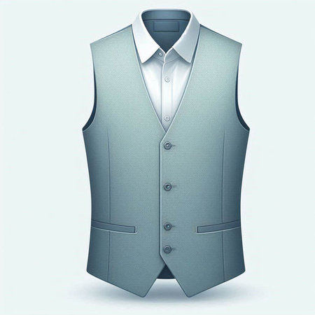 Blue waistcoat with buttons on a white background. Vector illustration.のイラスト素材