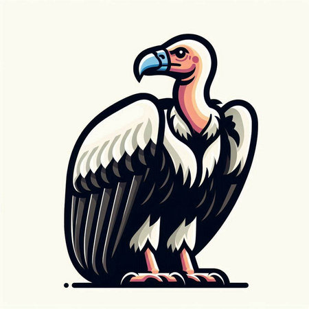 Griffon vulture head vector illustration isolated on white background.のイラスト素材