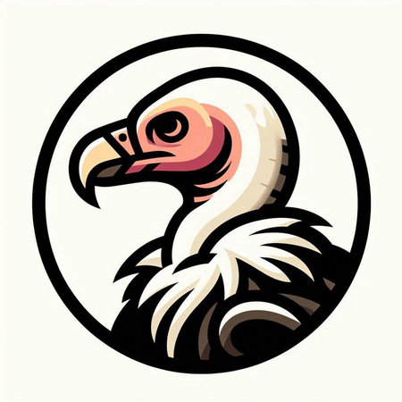 Vulture head in circle badge. Vector eps8 illustration.のイラスト素材