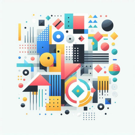 Abstract colorful geometric background with circles and rectangles. Vector illustration.のイラスト素材