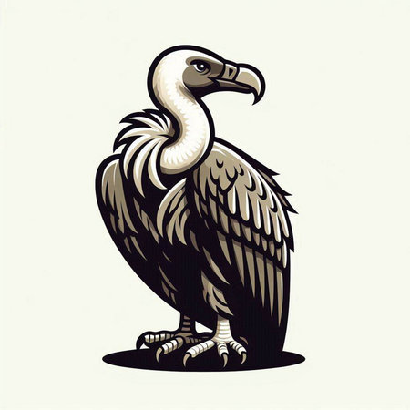 vulture on white background, vintage style, vector illustration eps10のイラスト素材