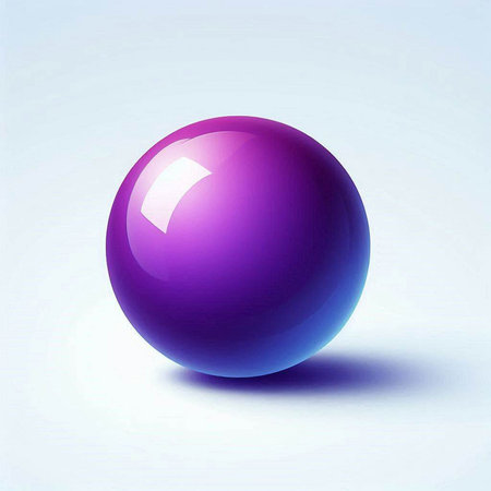 Purple glossy sphere on a blue background. 3D rendering.のイラスト素材