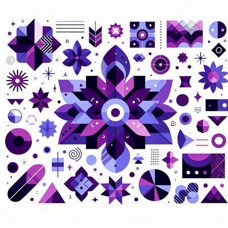 Abstract geometric pattern. Colorful background with different geometric shapes. Vector illustration.のイラスト素材