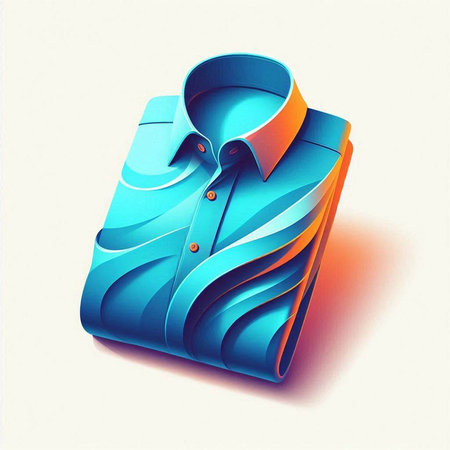 Folded blue shirt isolated on white background. 3D rendering.のイラスト素材