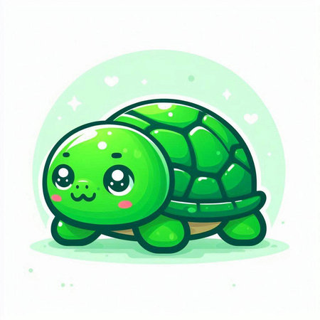 Cute cartoon turtle. Vector illustration of a cute little turtle.のイラスト素材