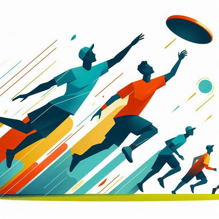 Abstract color background with silhouettes of men playing football. Vector illustration.のイラスト素材