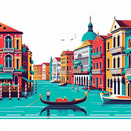 Venice - Italy, vector illustration. Can be used as backgroundのイラスト素材