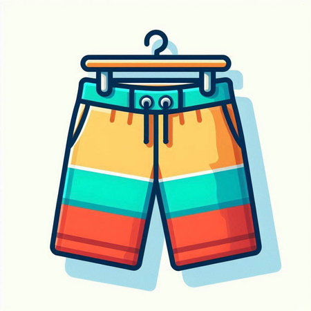 Swimming trunks on a hanger. Vector illustration in cartoon styleのイラスト素材