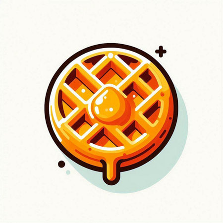 Waffle icon. Vector illustration of a sweet waffle on a light background.のイラスト素材