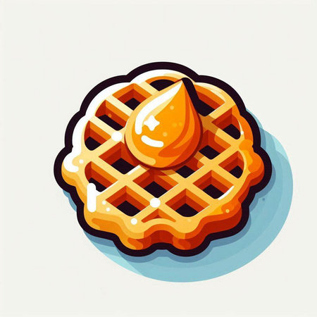 Sweet waffles with syrup. Vector illustration of a sweet waffle.のイラスト素材