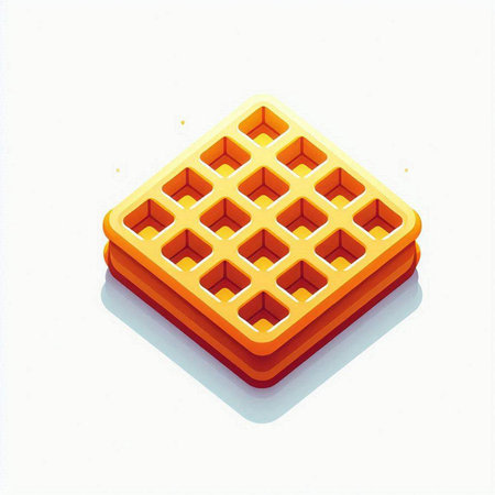 Belgian waffle isolated on white background. 3d illustration.のイラスト素材