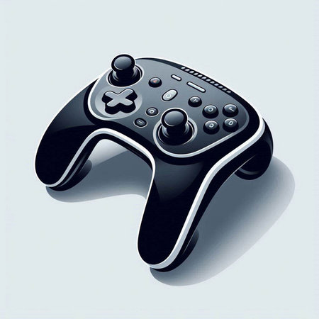Black joystick on a white background. Computer generated 3D photo rendering.のイラスト素材