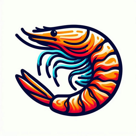 Shrimp icon on white background. Vector illustration. Eps 10.のイラスト素材