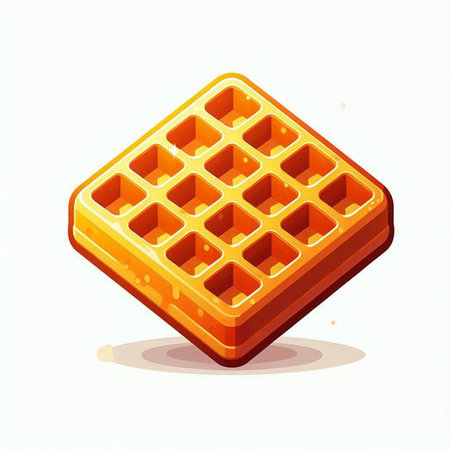 Vector illustration of a square waffle isolated on a white background.のイラスト素材