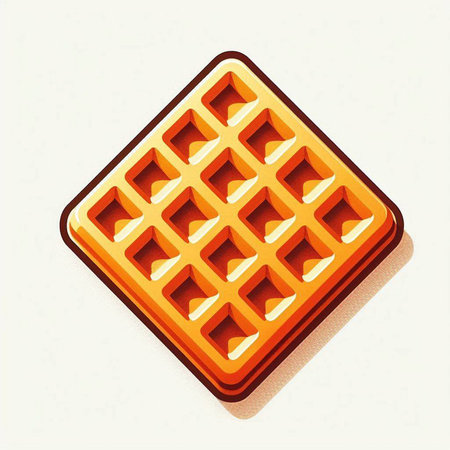 Illustration of a square waffle isolated on a white background.のイラスト素材