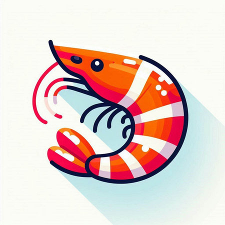 Shrimp. Seafood. Vector illustration in flat design style.のイラスト素材